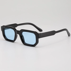 Lunettes de soleil rétro à monture carrée épaisse avec verres bleu clair tendance