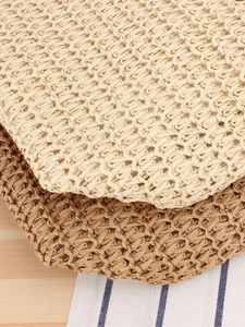 Grand sac cabas minimaliste en corde de papier tressée beige et marron clair naturel