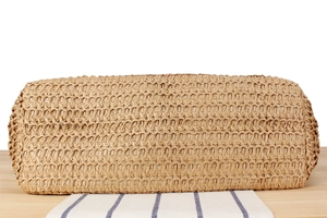 Detail shot of the horizontal weaving texture of the large paper rope tote bag