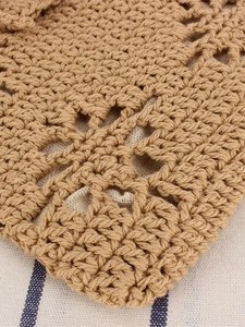 Handmade crochet cotton rope bag with floral weave design for summer casual holidays