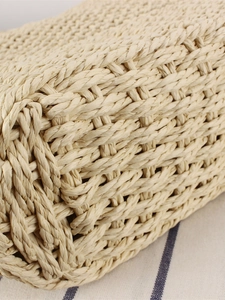 French style hollow paper rope woven shoulder bag for beach vacation with large capacity