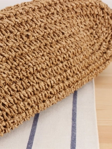 Sac fourre-tout en corde de papier tissé main marron avec artisanat en fibres naturelles