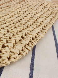 Sac bandoulière français en corde de papier tressée à grande capacité et rayures