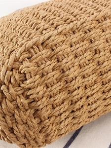 Large capacity vintage paper rope woven shoulder bag with natural braided texture