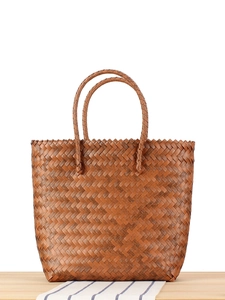 Woven Handbag Large Capacity Plastic PVC Summer Beach Vacation Retro Casual Shopping Bag For Women