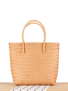 Summer woven plastic bamboo tote bag with large capacity for daily shopping use