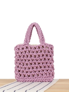 Handmade Woven Cotton Rope Hollow Out Handbag For Women Casual Beach Vacation Tote Bag With Inner Pouch Stylish Summer Fashion Bag