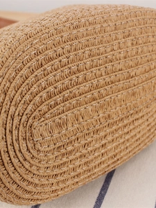 Minimalist paper rope woven crossbody bag with detailed spiral weave pattern for women