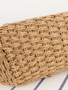 French style large capacity woven paper straw tote bag with natural cross texture
