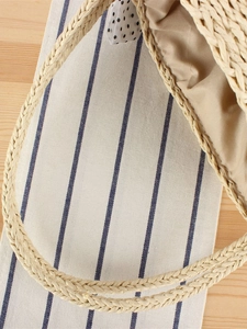 Handgefertigte Strohbeuteltasche mit Polka-Dot-Band für Strand und Sommerferien