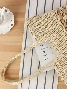 Sac cabas tissé en corde de papier crème pour les vacances à la plage et l'usage quotidien