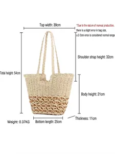 Sac de plage en corde de papier tressé avec dimensions pour vacances d'été