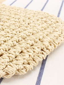 Handcrafted beige paper rope woven crossbody bag for summer seaside beach vacation
