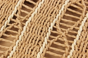 Macro detail of natural straw woven texture with dual-tone hollow mesh pattern