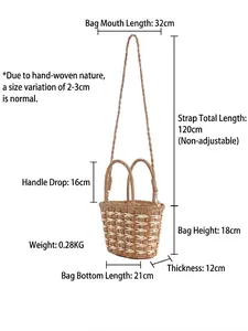 Large capacity straw tote bag with V-pattern weave and dimensions for summer vacation