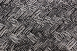 Macro detail of the gray and black cross-woven fiber texture on the retro handbag