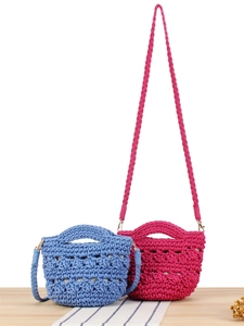 Sac Bandoulière Crochet Corde Coton Tissé Mini Seau Sac À Main Boho Plage Décontracté Femmes