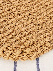 Bohemian paper straw woven shoulder bag with bow detail for seaside beach vacation