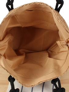 Large capacity woven tote bag with internal compartments and rope handles for beach vacation