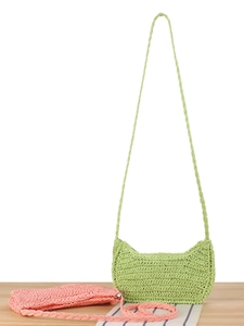 Borsa a Tracolla Fatta a Mano In Corda Di Carta Mezzaluna Estate Spiaggia Vacanza Casual Borsa a Spalla Donna Piccola