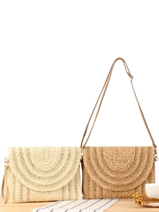 Bolso Bandolera de Paja de Cuerda de Papel Tejido de Verano para Mujer Vacaciones Bohemias Bolso de Hombro Cuadrado