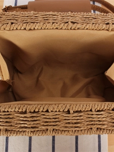 Sac bandoulière minimaliste en corde de papier tissée avec doublure en tissu marron