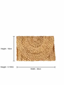 Handmade corn husk woven envelope clutch bag, size 30x18cm, for beach vacation style