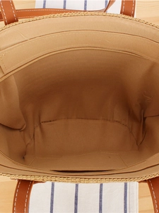 Borsa da spiaggia in corda intrecciata con tasca interna e manici in pelle