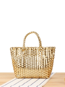 Sac À Main En PVC Tissé Métallique Petit Sac Fourre-Tout Tressé Chic Femme Décontracté Shopping Quotidien Imperméable