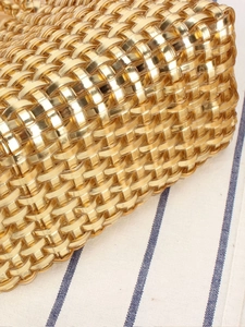 Mini sac à main tissé doré métallique pour enfants avec motif géométrique texturé