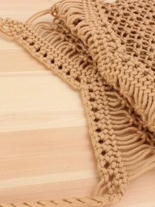 Sac à bandoulière tissé à la main avec franges bohèmes et texture en maille géométrique