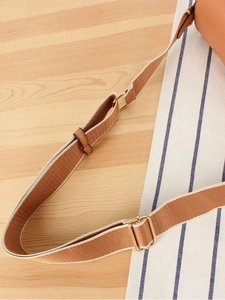 Premium paper rope woven crossbody bag with adjustable brown strap and gold metal hardware