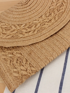 Chic light brown paper rope woven crossbody envelope bag with a folded flap design
