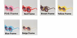 Six colors of pixel-style cat ear building block sunglasses for children with gradient lenses