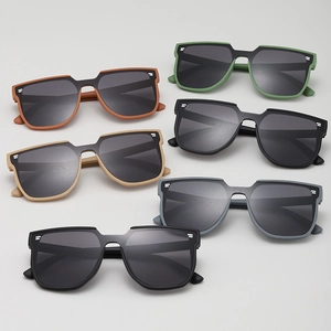Collection of six modern square frame kids' sunglasses in various matte colors
