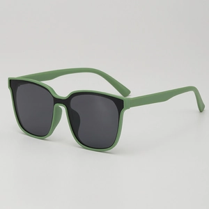 Kids oversized matte green sunglasses with UV protection and grey lenses for boys and girls