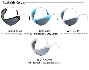 Sélection de lunettes de soleil cyberpunk futuristes avec montures demi-cerclées en 4 tons