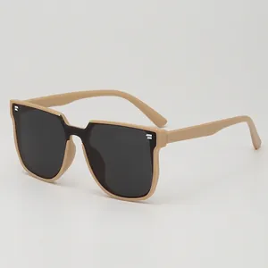 Retro square oversized children's sunglasses with matte two-tone frame and dark lenses