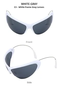Vues de face et de profil de lunettes futuristes blanches avec verres gris