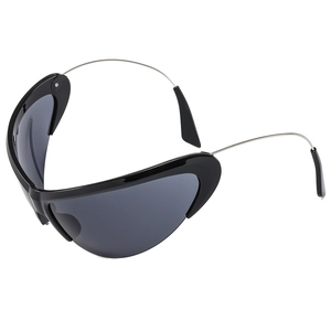 Lunettes de soleil cyberpunk futuristes avec monture noire et branches en métal argenté