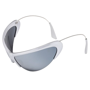 Lunettes de soleil Y2K argentées futuristes avec verres gris pour un style cyberpunk