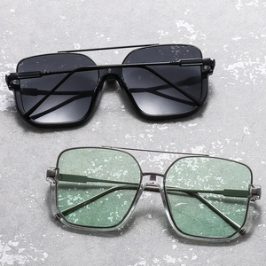 Vintage Square Sunglasses Double Bridge Metal PC Frame UV400 Protection Large Frame Retro Street Style Accessory For Unisex