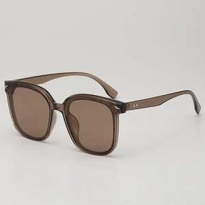 Chicke Oversize-Sonnenbrille in Teefarbe mit transparentem Rahmen und silbernen Punkten