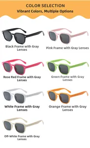 Détails des couleurs de lunettes de soleil rétro pour enfants avec verres UV400