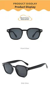 Vues de face et de côté de lunettes de soleil classiques noires pour enfants avec verres gris