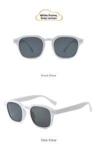 Vues détaillées de lunettes de soleil vintage enfant avec monture blanche et verres gris