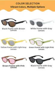 Collection of retro oval children sunglasses in six colors for boys and girls ages 3-12
