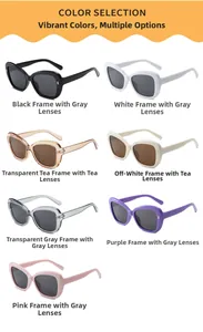 Child retro cat-eye sunglasses available in seven assorted colors with UV protection