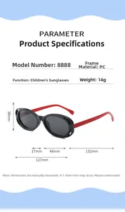 Tableau des tailles pour lunettes de soleil enfant avec dimensions de monture PC