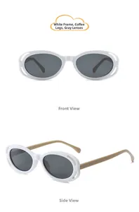 Vues de face et de profil de lunettes de soleil vintage ovales pour enfants à monture évidée